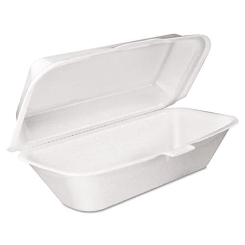 Dart® Foam Hinged Lid Container, Hoagie Container with Removable Lid, 5.3 x 9.8 x 3.3, White, 125/Bag, 4 Bags/Carton Item: DCC99HT1R