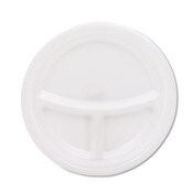Dart® Mediumweight Foam Plates, 3-Compartment Plate, 9" dia, White, 125/Pack Item: DCC9CPWQRPK