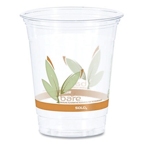 Dart® Bare Eco-Forward RPET Cold Cups, ProPlanet Seal, 12 oz to 14 oz, Leaf Design, Clear, Squat, 50/Pack, 20 Packs/Carton Item: DCCRTP12BARECT
