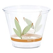 Dart® Bare Eco-Forward RPET Cold Cups, ProPlanet Seal, 9 oz, Leaf Design, Clear/Green/Orange, 1,000/Carton Item: DCCRTP9RBARE