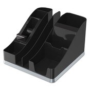 deflecto® Silhouettes All-In-One Caddy, 6 Compartments, Plastic, 8.13 x 9.13 x 5.19, Black/Silver Item: DEF35172