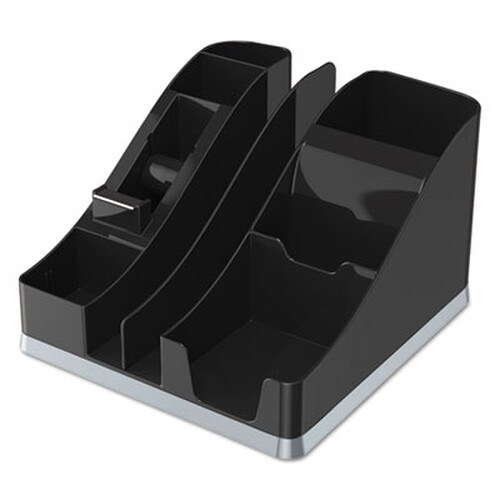 deflecto® Silhouettes All-In-One Caddy, 6 Compartments, Plastic, 8.13 x 9.13 x 5.19, Black/Silver Item: DEF35172