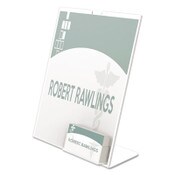 deflecto® Superior Image Slanted Sign Holder with Business Card Holder, 8.5w x 4.5d x 11h, Clear Item: DEF590601