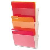 deflecto® Unbreakable DocuPocket Wall File, 3 Sections, Letter Size, 14.5" x 3" x 6.5", Clear, 3/Pack Item: DEF63601RT