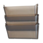 deflecto® Unbreakable DocuPocket Wall File, 3 Sections, Letter Size, 14.5" x 3" x 6.5", Smoke, 3/Pack Item: DEF63602RT