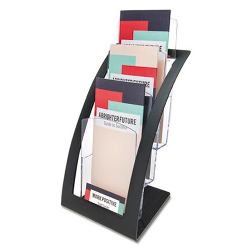deflecto® 3-Tier Literature Holder, Leaflet Size, 6.75w x 6.94d x 13.31h, Black Item: DEF693604
