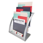 deflecto® 3-Tier Literature Holder, Leaflet Size, 11.25w x 6.94d x 13.31h, Silver Item: DEF693745