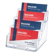 deflecto® 4-Pocket Business Card Holder, Holds 200 Cards, 3.94 x 3.5 x 3.75, Plastic, Clear Item: DEF70841