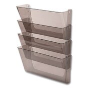 deflecto® DocuPocket Stackable Four-Pocket Wall File, 4 Sections, Letter Size, 13" x 4", Smoke Item: DEF73402