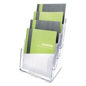 deflecto® 4-Compartment DocuHolder, Magazine Size, 9.38w x 7d x 13.63h, Clear Item: DEF77441