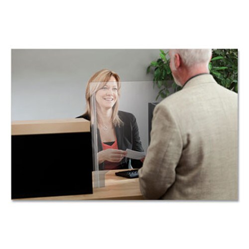deflecto® Counter Top Barrier with Pass Thru, 31.75" x 6" x 36", Polycarbonate, Clear, 2/Carton Item: DEFPBCTPC3136P