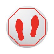 deflecto® Personal Spacing Discs, Feet, 20" dia, Clear/Red, 50/Carton Item: DEFPSDD20FPSS50