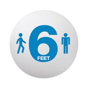 deflecto® Personal Spacing Discs, 6 Feet Apart, 20" dia, Clear/Medium Blue, 6/Pack Item: DEFPSDD20SIXFT6