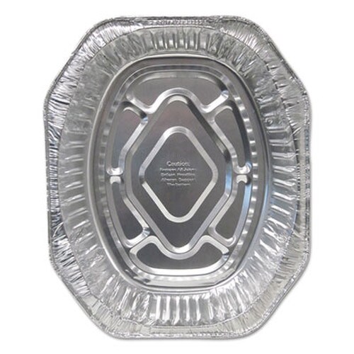 Durable Packaging Aluminum Roaster Pans, Extra-Large Oval, 230 oz, 18.5 x 14 x 3.38, Silver, 100/Carton Item: DPK4001100