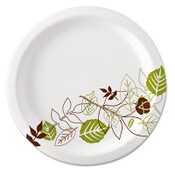 Dixie® Pathways Soak Proof Shield Heavyweight Paper Plates, WiseSize, 10.13" dia, Green/Burgundy, 500/Carton Item: DXESXP10PATH