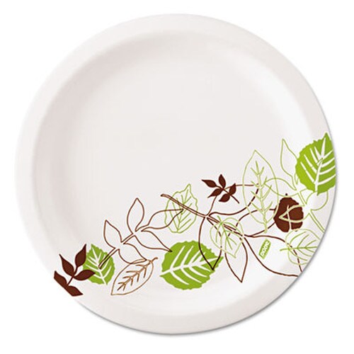 Dixie® Pathways Soak-Proof Shield Mediumweight Paper Plates, 6.87" dia, Green/Burgundy, 125/Pack, 8 Packs/Carton Item: DXEUX7PATH