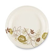 Dixie® Pathways Soak-Proof Shield Mediumweight Paper Plates, WiseSize, 8.5" dia, Green/Burgundy, 125/Pack, 4 Packs/Carton Item: DXEUX9WS