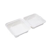 Eco-Products® Bagasse Hinged Clamshell Containers, 6 x 6 x 3, White, Sugarcane, 50/Pack, 10 Packs/Carton Item: ECOEPHC6