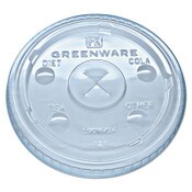 Fabri-Kal® Greenware Cold Drink Lids, Fits 16 oz, 18 oz, 24 oz Cups, X-Slot, Clear, 1,000/Carton Item: FABLGC1624