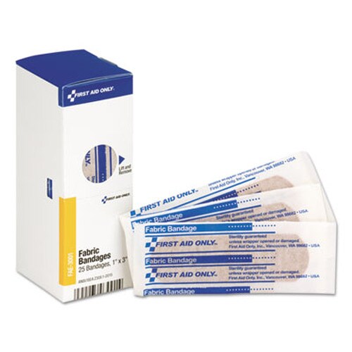 First Aid Only™ SmartCompliance Fabric Bandages, 1 x 3, 25/Box Item: FAOFAE3001