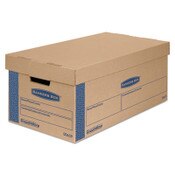 Bankers Box® SmoothMove Prime Moving/Storage Boxes, Lift-Off Lid, Half Slotted Container, Small, 12" x 24" x 10", Brown/Blue, 8/Carton Item: FEL0065901