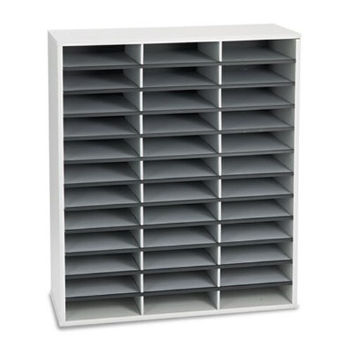 Fellowes® Literature Organizer, 36 Letter Compartments, 29 x 11.88 x 34.69, Dove Gray Item: FEL25061