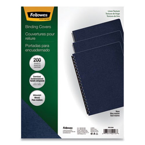 Fellowes® Expressions Linen Texture Presentation Covers for Binding Systems, Navy, 11.25 x 8.75, Unpunched, 200/Pack Item: FEL52113