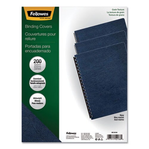 Fellowes® Expressions Classic Grain Texture Presentation Covers for Binding Systems, Navy, 11.25 x 8.75, Unpunched, 200/Pack Item: FEL52136