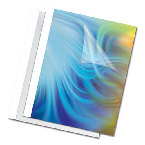 Fellowes® Thermal Binding System Covers, 60-Sheet Cap, 11 x 8.5, Clear/White, 10/Pack Item: FEL52222