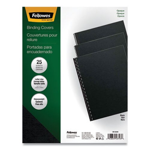Fellowes® Futura Presentation Covers for Binding Systems, Opaque Black, 11 x 8.5, Unpunched, 25/Pack Item: FEL5224901