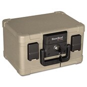 SureSeal By FireKing® Fire and Waterproof Chest, 0.15 cu ft, 12.2w x 9.8d x 7.3h, Taupe Item: FIRSS102