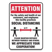 Accuform® Social Distance Signs, Wall, 7 x 10, Customers and Employees Distancing, Humans/Arrows, Red/White, 10/Pack Item: GN1MGNG901VPESP