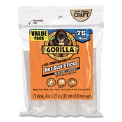 Gorilla® Mini Hot Glue Sticks, 0.27" dia x 4", Dries Clear, 75/Pack Item: GOR3027502