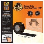 Gorilla® Heavy Duty Mounting Tape, Permanent, Holds Up to 30 lbs, 1" x 60", Black Item: GOR6055002