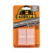 Gorilla® Tough and Clear Double-Sided Mounting Tape, Holds Up to 0.58 lb per Pair (Up to 7 lb per 24), 1" x 1", Clear, 24/Pack Item: GOR6067202