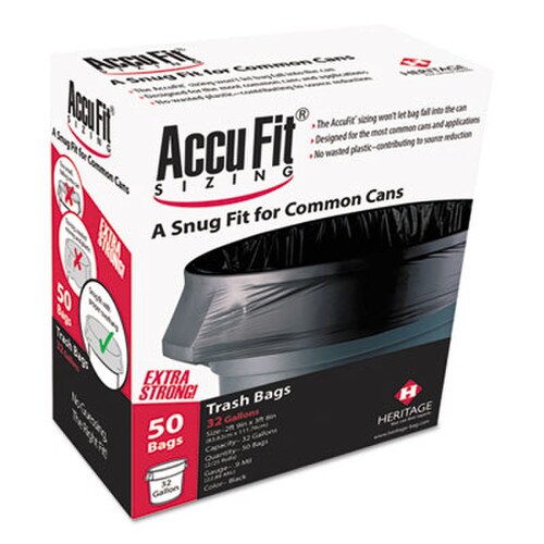 AccuFit® Linear Low Density Can Liners with AccuFit Sizing, 44 gal, 0.9 mil, 37" x 50", Black, 50/Box Item: HERH7450TKRC1