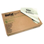 Heritage Biotuf Compostable Can Liners, 45 gal, 0.9 mil, 40" x 46", Green, 25 Bags/Roll, 5 Rolls/Carton Item: HERY8046TER01