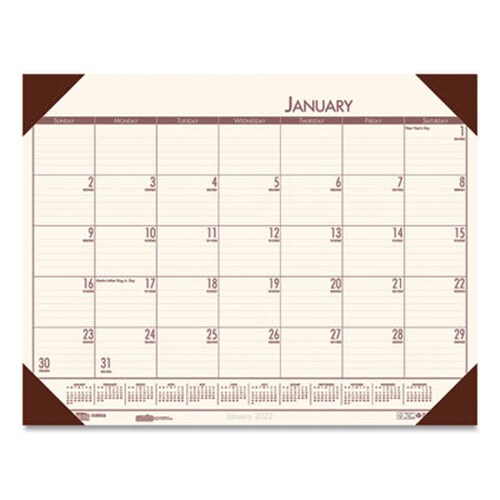 House of Doolittle™ EcoTones Recycled Monthly Desk Pad Calendar, 22 x 17, Moonlight Cream Sheets, Brown Corners, 12-Month (Jan to Dec): 2025 Item: HOD12441