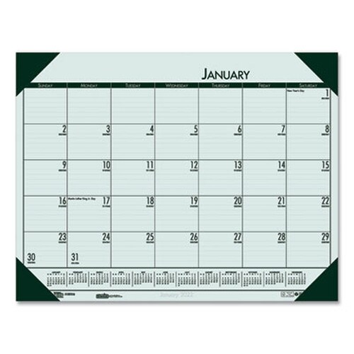 House of Doolittle™ EcoTones Recycled Monthly Desk Pad Calendar, 22 x 17, Green-Tint/Woodland Green Sheets/Corners, 12-Month (Jan to Dec): 2025 Item: HOD12471