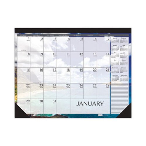 House of Doolittle™ Recycled Earthscapes Desk Pad Calendar, Seascapes Photography, 18.5 x 13, Black Binding/Corners,12-Month (Jan to Dec): 2025 Item: HOD1386