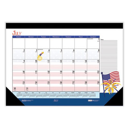 House of Doolittle™ Academic Year Recycled Desk Pad Calendar, Illustrated Seasons Artwork, 22 x 17, Black Binding, 12-Month (July-June):2024-2025 Item: HOD1395