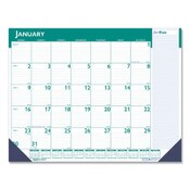 House of Doolittle™ Express Track Monthly Desk Pad Calendar, 22 x 17, White/Teal Sheets, Teal Binding, 13-Month: Jan 2025 to Jan 2026 Item: HOD148