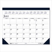 House of Doolittle™ Recycled Academic Desk Pad Calendar, 18.5 x 13, White/Blue Sheets, Blue Binding/Corners, 14-Month (July to Aug): 2024 to 2025 Item: HOD1556