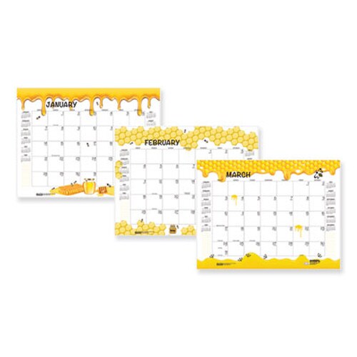 House of Doolittle™ Recycled Honeycomb Desk Pad Calendar, Honeycomb Artwork, 22 x 17, White/Multicolor Sheets, 12-Month (Jan to Dec): 2025 Item: HOD156