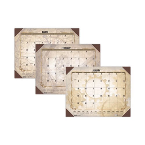 House of Doolittle™ Recycled Vintage Desk Pad Calendar, Vintage Artwork, 22 x 17, Sepia Sheets, Brown Corners, 12-Month (Jan-Dec): 2025 Item: HOD157