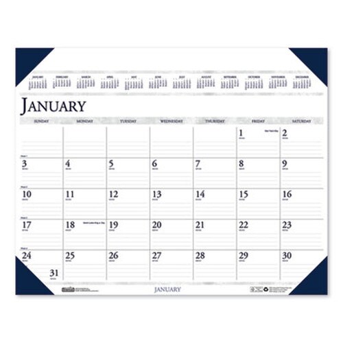 House of Doolittle™ Executive Monthly Desk Pad Calendar, 24 x 19, White/Blue Sheets, Blue Corners, 12-Month (Jan to Dec): 2025 Item: HOD180HD