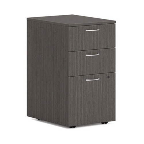 HON® Mod Mobile Pedestal, Left or Right, 3-Drawers: Box/Box/File, Legal/Letter, Slate Teak, 15" x 20" x 28" Item: HONPLPMBBFLS1