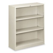HON® Metal Bookcase, Three-Shelf, 34.5w x 12.63d x 41h, Light Gray Item: HONS42ABCQ