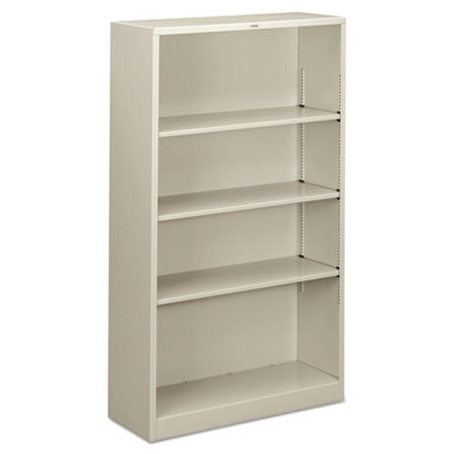 HON® Metal Bookcase, Four-Shelf, 34.5w x 12.63d x 59h, Light Gray Item: HONS60ABCQ