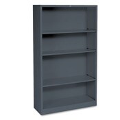 HON® Metal Bookcase, Four-Shelf, 34.5w x 12.63d x 59h, Charcoal Item: HONS60ABCS